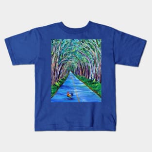 Kauai Tree Tunnel with Rooster Kids T-Shirt